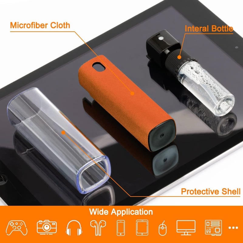 walrfid Screen Cleaner Touchscreen Mist Spray, Cleaning Kit for Electronic Smart Phone TV, Laptop, Tablet, PC, Computer Monitor Flat LCD, Eyeglasses, Compatible with iPhone iPad MacBook Pro (Orange) - Image 2